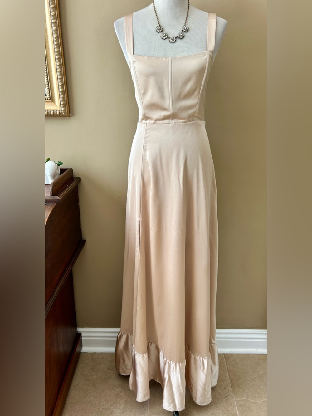 Show Me Your Mumu Clarissa Corset Dress Champagne Luxe Satin, Size M - Picture 4 of 16